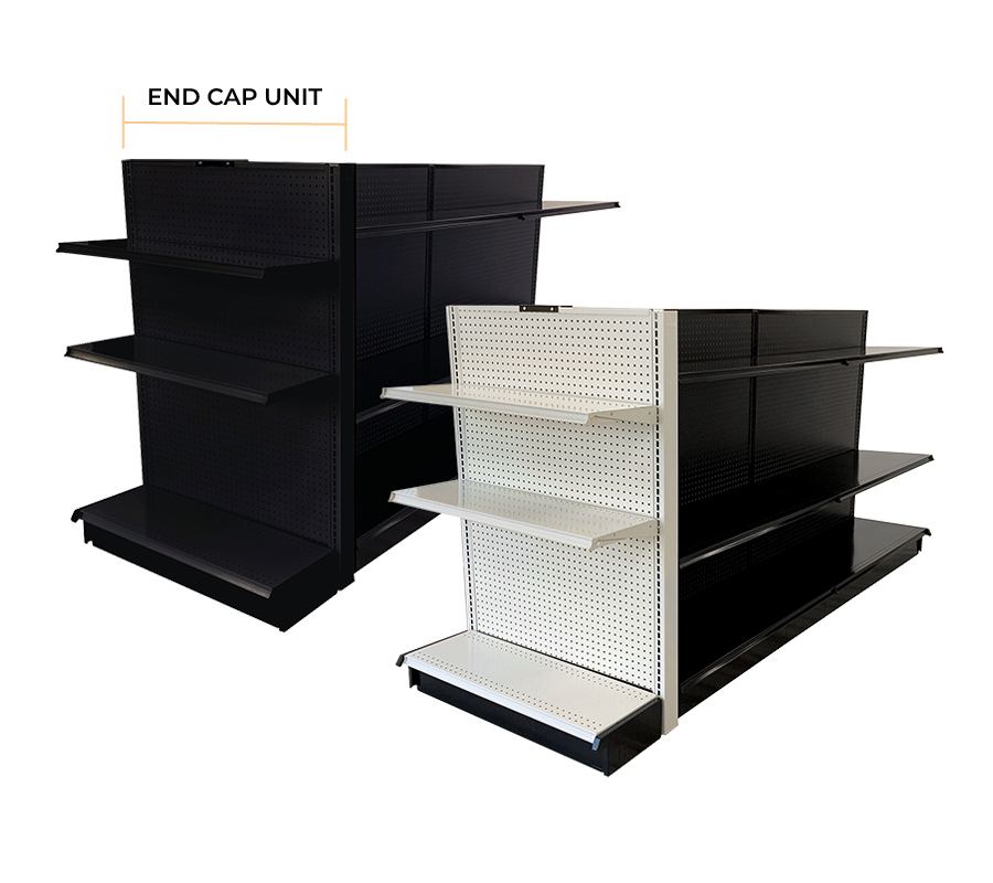 End unit gondola fixtures in white and black